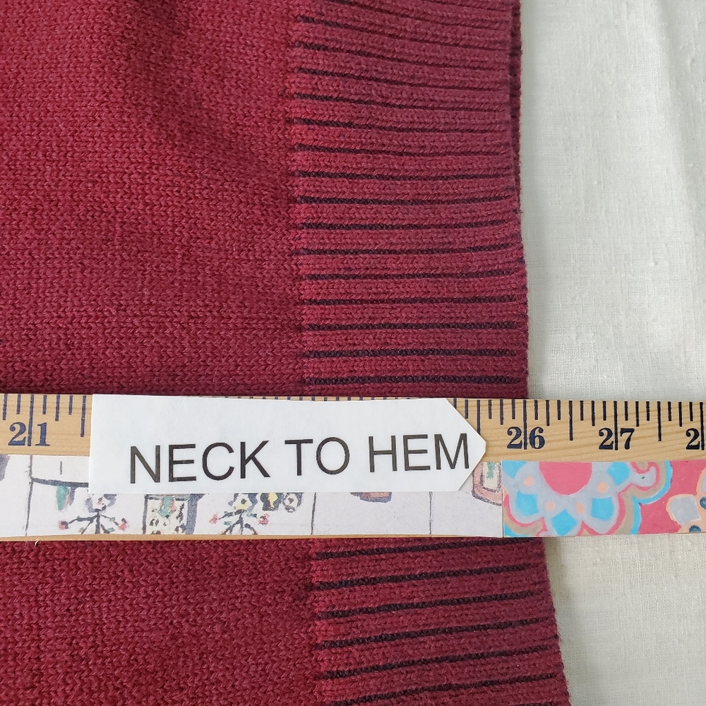 Men's American Rag Shawl Neck Ribbed Detail Burgundy Sweater Sz L Old Money Nice - Picture 4 of 8